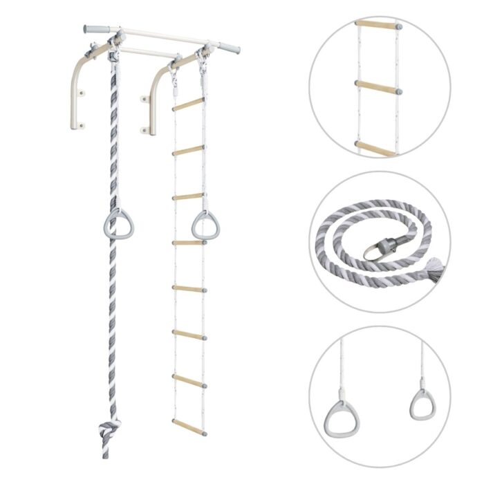 drążek do podciągania przyścienny z akcesoriami