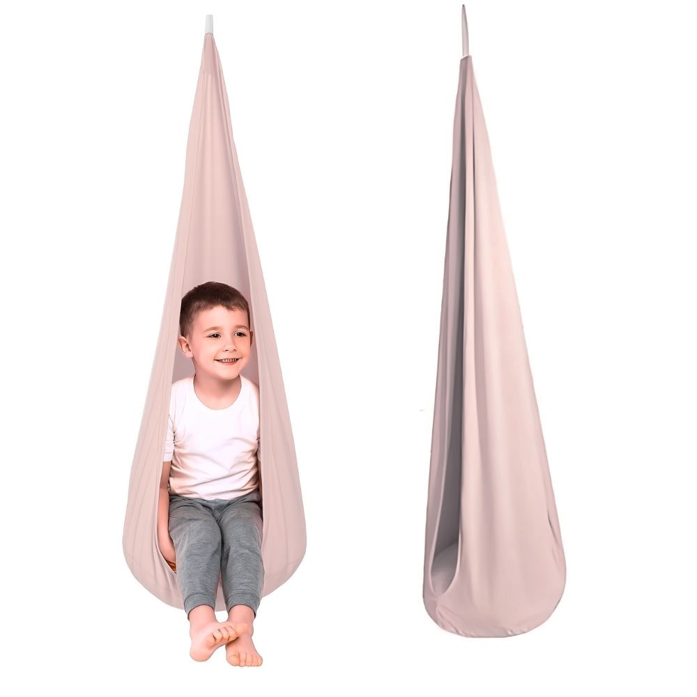 Made of plush, skin-friendly velour, the cocoon swing envelops children in a comfortable sanctuary.