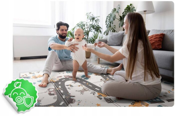 piankowa mata dla dzieci skladana pociagi