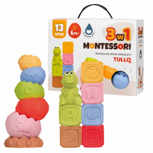 klocki sensoryczne piramida sensoryczna zestaw edukacyjny Montessori szt