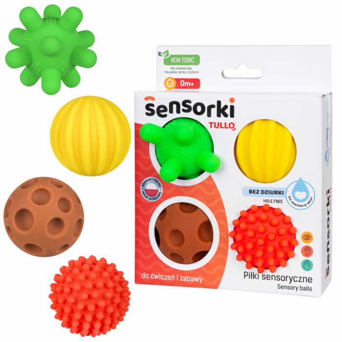 piłeczki sensoryczne 4 szt. kolorowe